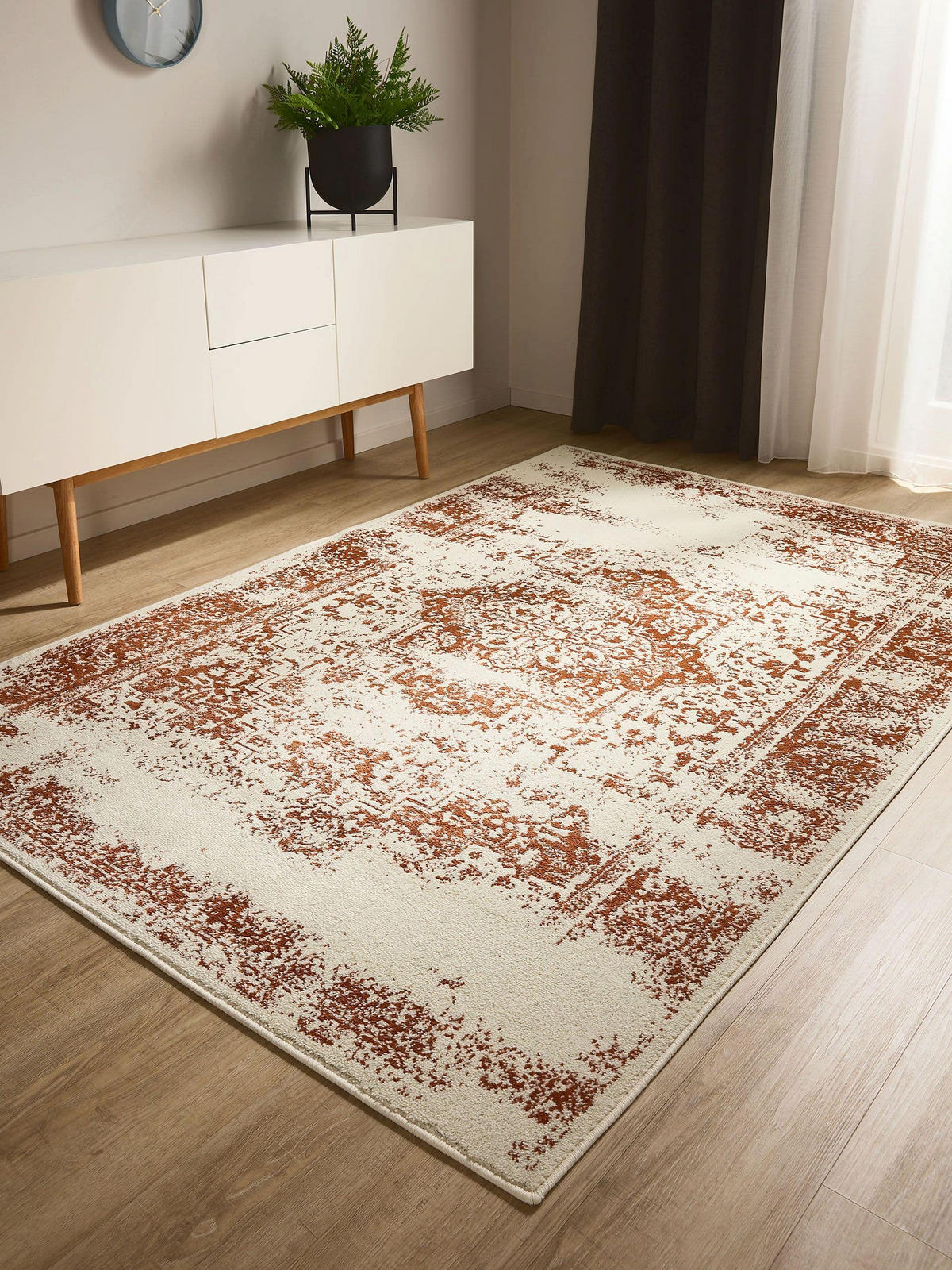 VINTAGE-TEPPICH Suki 200/300 cm - Creme/Orange, Kunststoff (200/300cm) - benuta