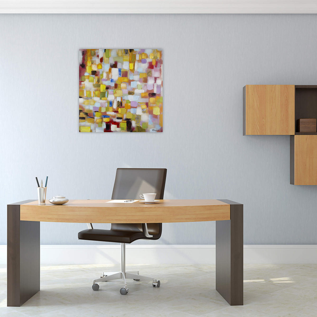 OLEJOMAĽBA 80/80 cm, Zvieratá - žltá, drevo/textil (80/80cm) - KUNSTLOFT