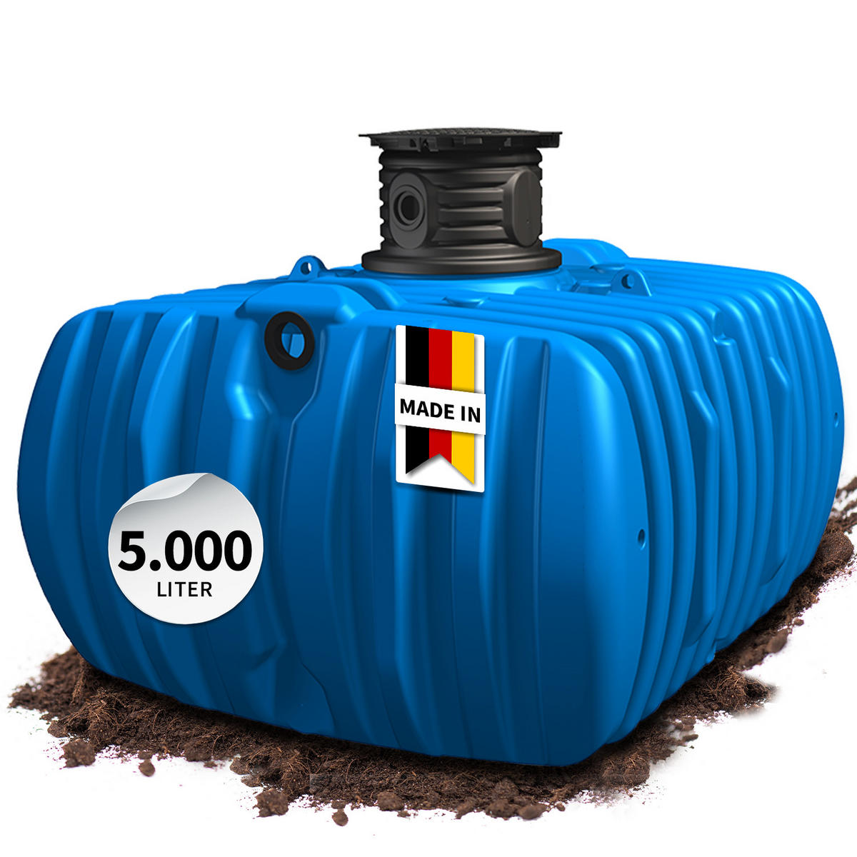 L Flachtank 5000 L inkl. Schachtverlängerung - Blau, Kunststoff (210/134/245cm) - 4rain