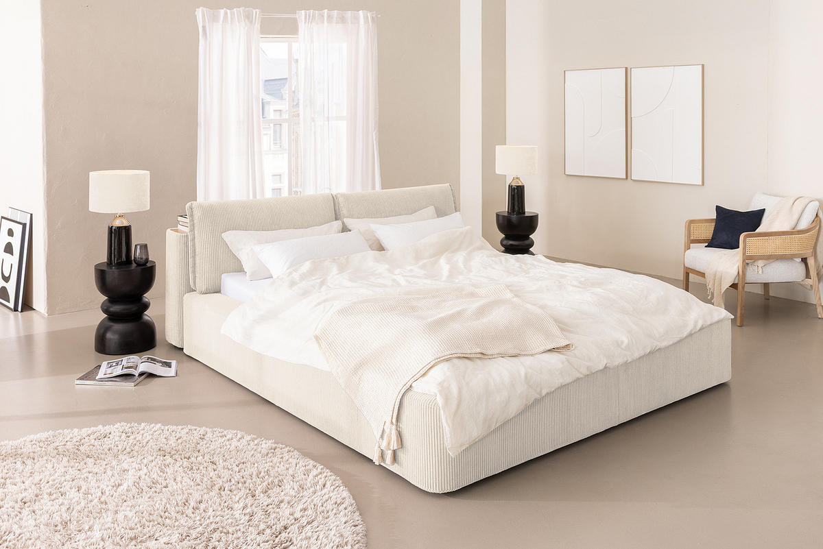 POLSTERBETT - Weiß, Textil (180/200cm) - home24