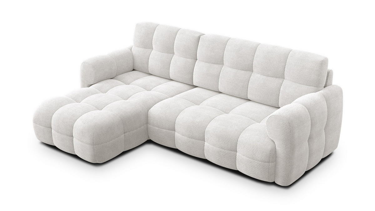 ECKSOFA MELLOW 3-Sitzer, creme - Creme/Schwarz, Holz/Textil (232/156cm) - Courtois Laville