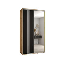SCHWEBETÜRENSCHRANK 235,2/130/45 2-türig - Silberfarben/Schwarz, Holz/Metall (130/235/45cm) - Abiks Möbel