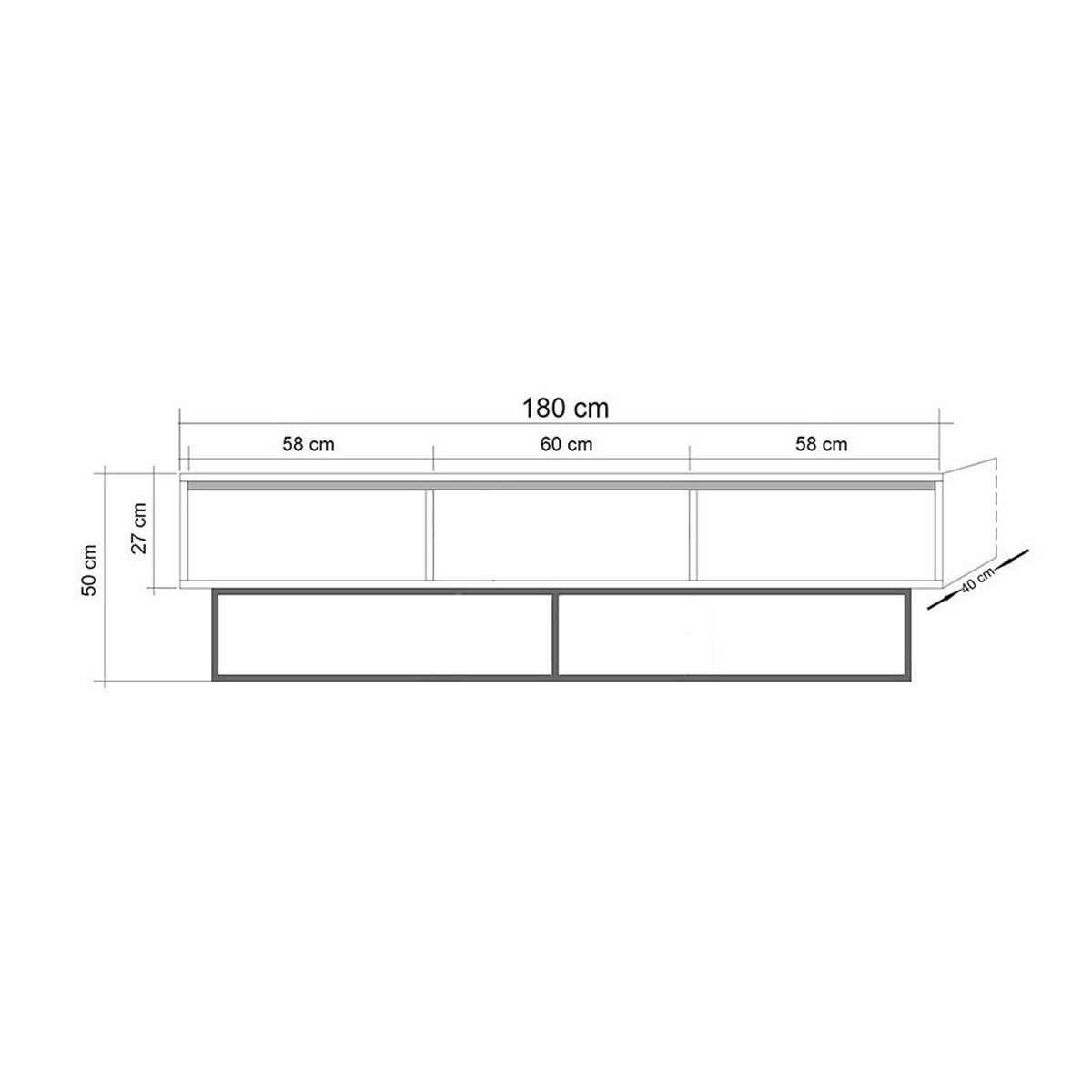 TV-MÖBEL mit 3 Schubladen, Nussbaum-Dekor, Länge 180 cm - Milo - Nussbaumfarben, Holzwerkstoff (40/50/180cm) - Calicosy