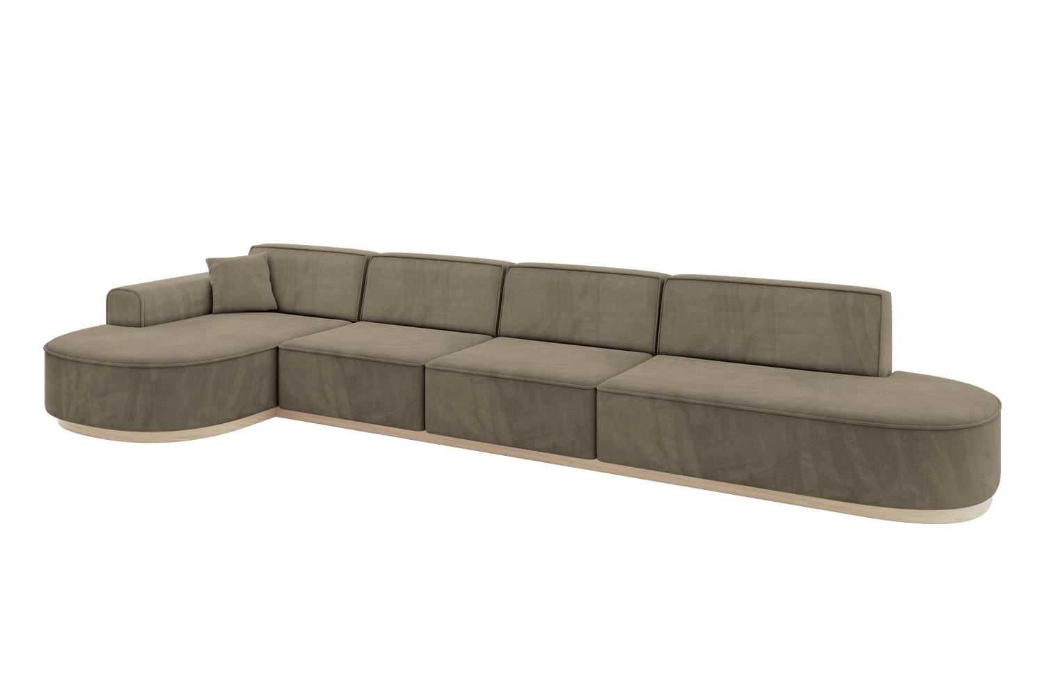 ECKSOFA Ottomane Links MARI-L3-v1 - 413x171x83 cm Dunkelbraun Velours - Dunkelbraun, Holzwerkstoff/Textil (413/171cm) - ALTDECOR