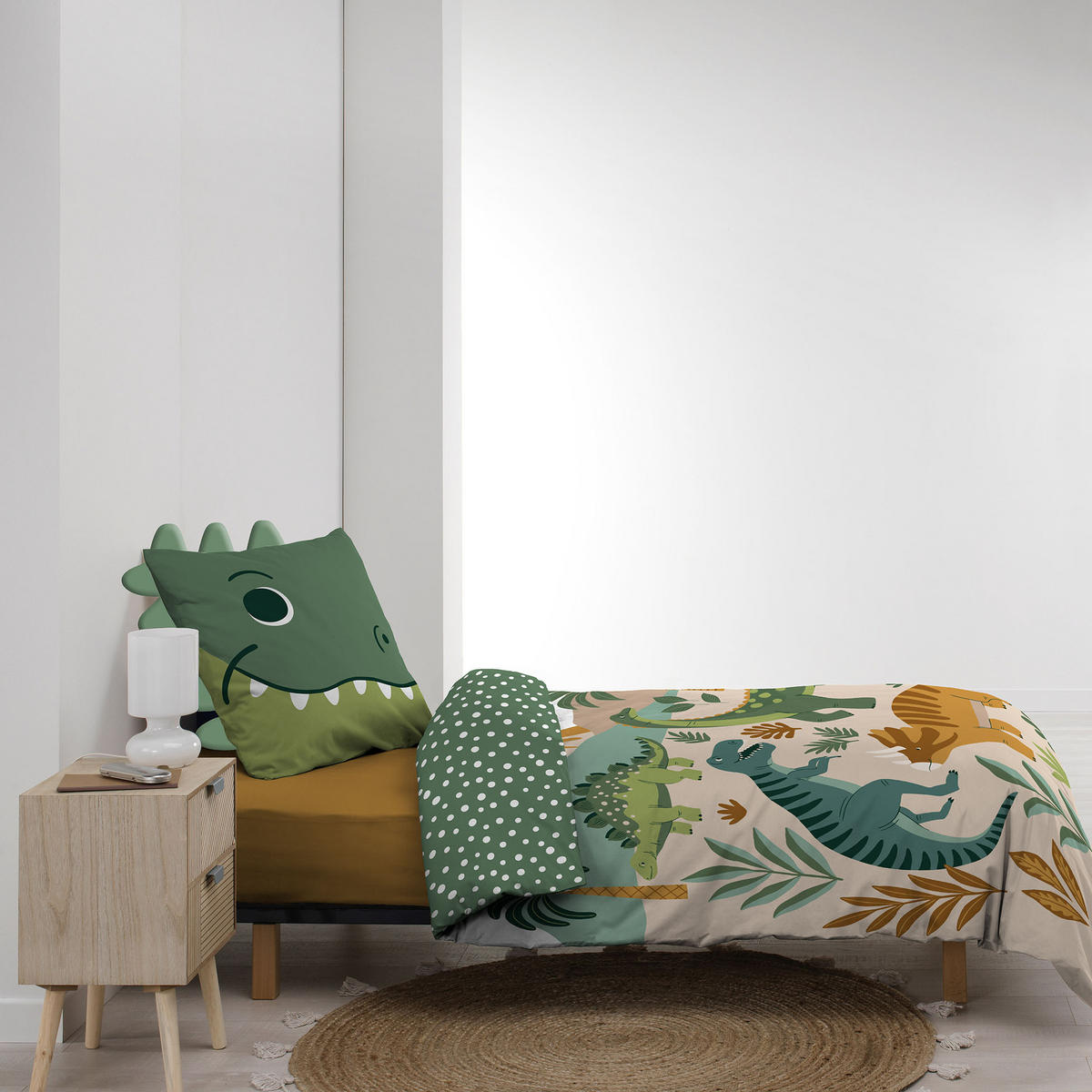 BAUMWOLL-BETTWÄSCHE-SET 2-teilig Kidino 140/200 cm - Grün, Naturmaterialien (200/140cm) - Douceur d´intérieur