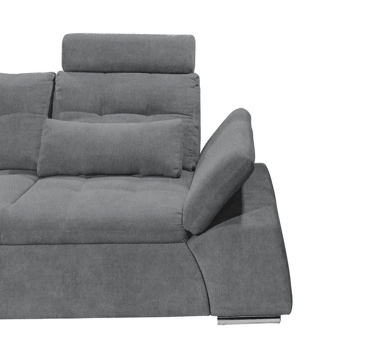 ECKSOFA mit Schlaffunktion, verstellbare Armlehne und Kopfstützen - Chromfarben/Anthrazit, Textil (260/219cm) - ed exciting design