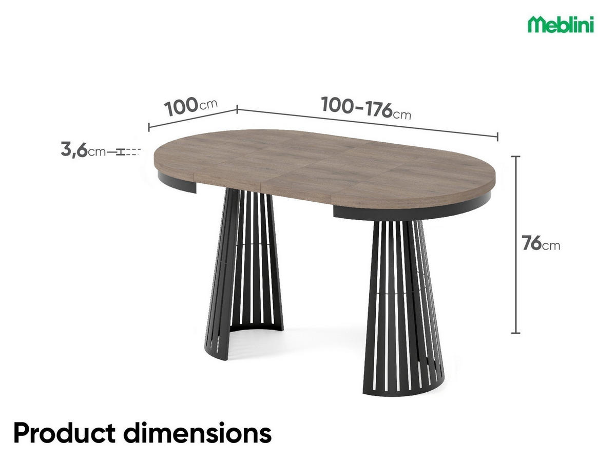 ESSTISCH Cone Bis - Sandfarben/Schwarz, Holzwerkstoff/Metall (100/100/76cm) - Meblini