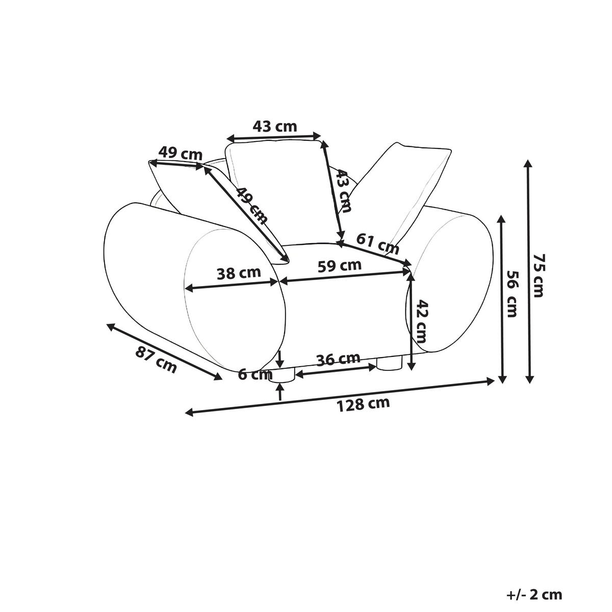 SESSEL Hellbeige Ringel - Beige/Braun, Textil (128/75/87cm) - Beliani