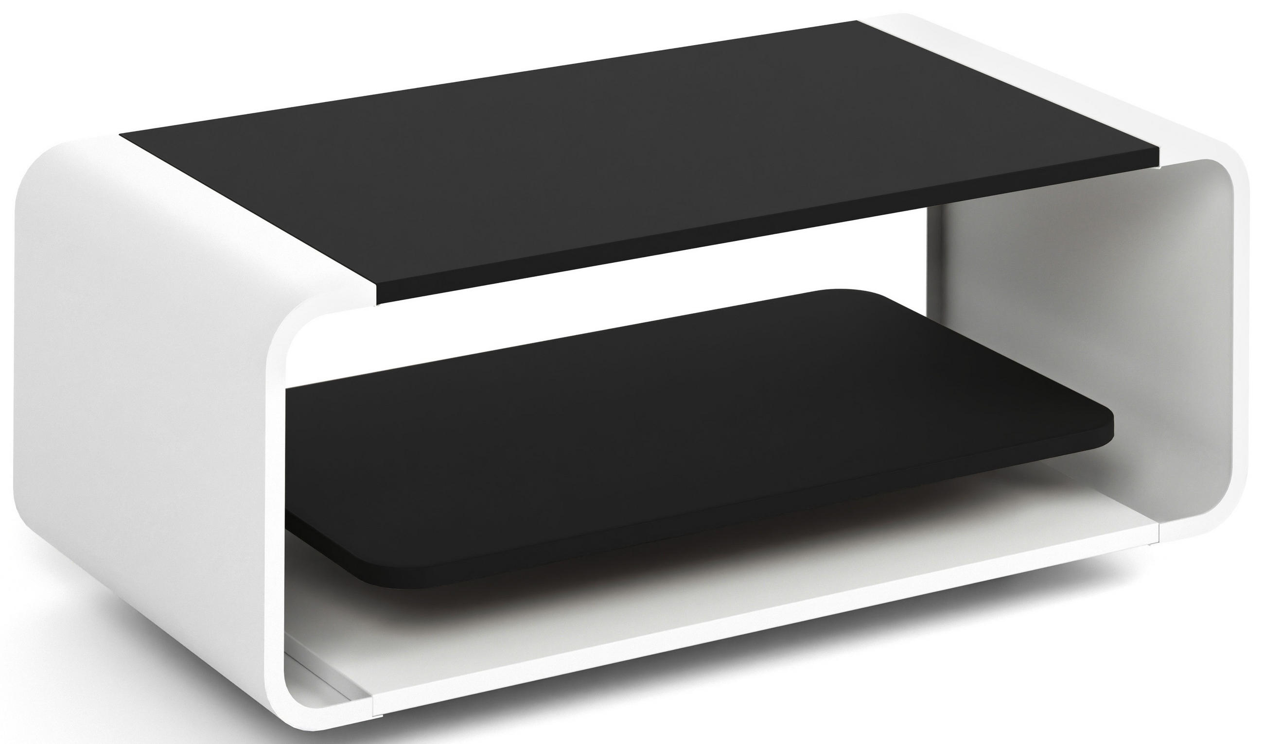 COUCHTISCH Sora in Schwarz mit abgerundetem weißem Metallgestell 100/50/41 cm - Schwarz, Holzwerkstoff (50/100/41cm) - WFL GROUP