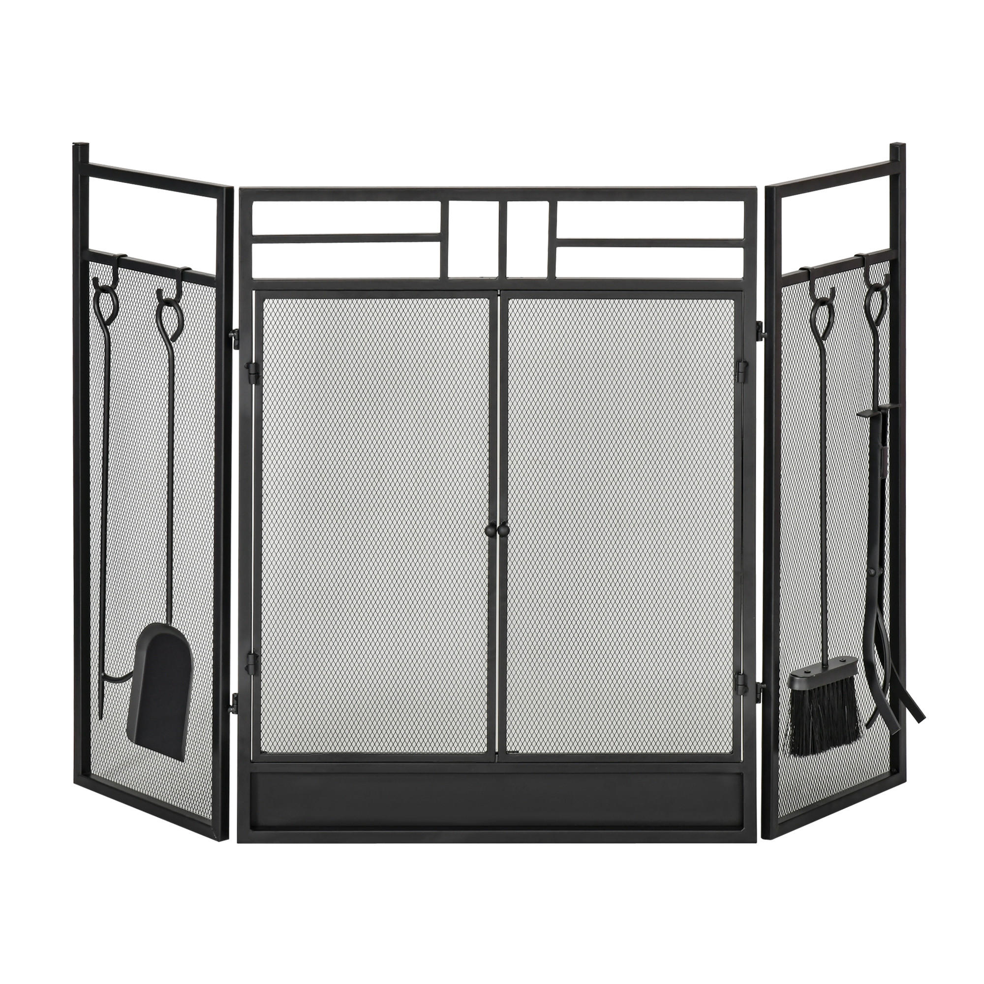 ComfortXL Kaminschirm Schwarz 1.6x80x122 cm