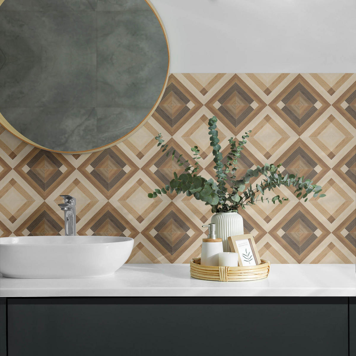 WANDPANEEL 10x 40x20 cm selbstklebend Axenta - Walnussfarben, Kunststoff (20/1.6/40cm) - Wallfluent