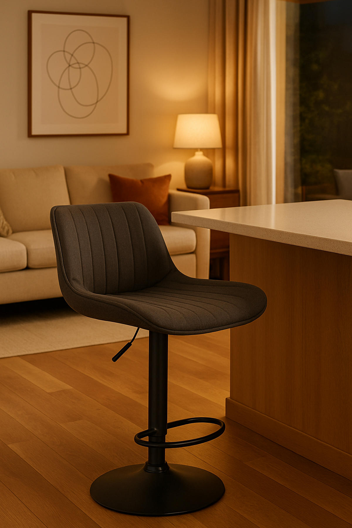 BARHOCKER Lento Gestell schwarz Stoff Dunkelgrau - Schwarz/Grau, Textil/Metall (50/108/50cm) - TPFLiving