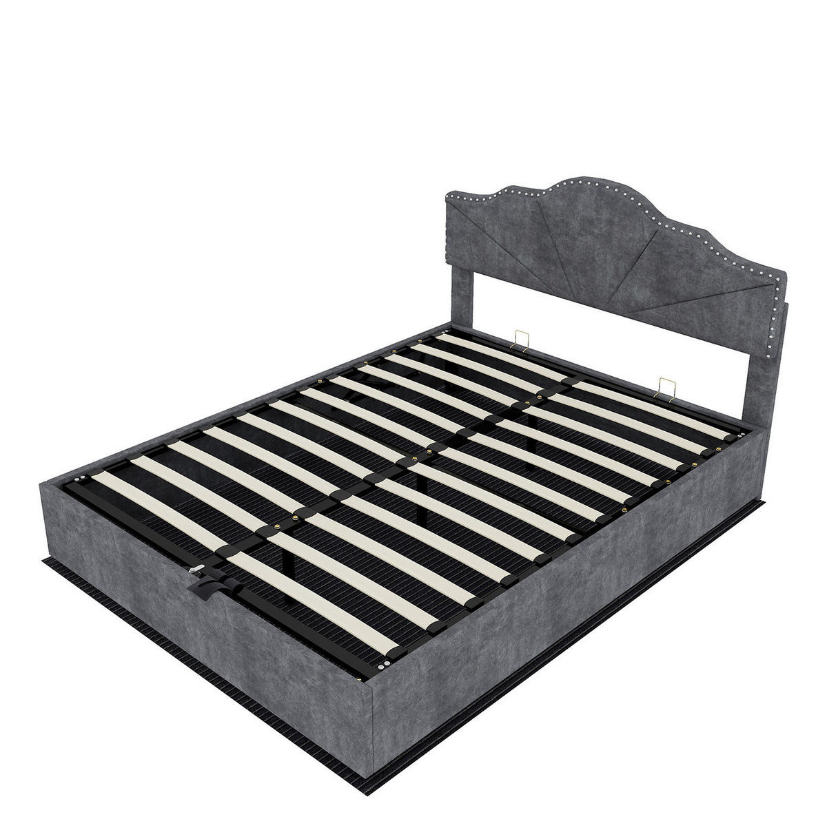 POLSTERBETT 140/200 cm mit Bettkasten, Lattenrost und Matratze, Grau - Grau, Textil (140/200cm) - Redom