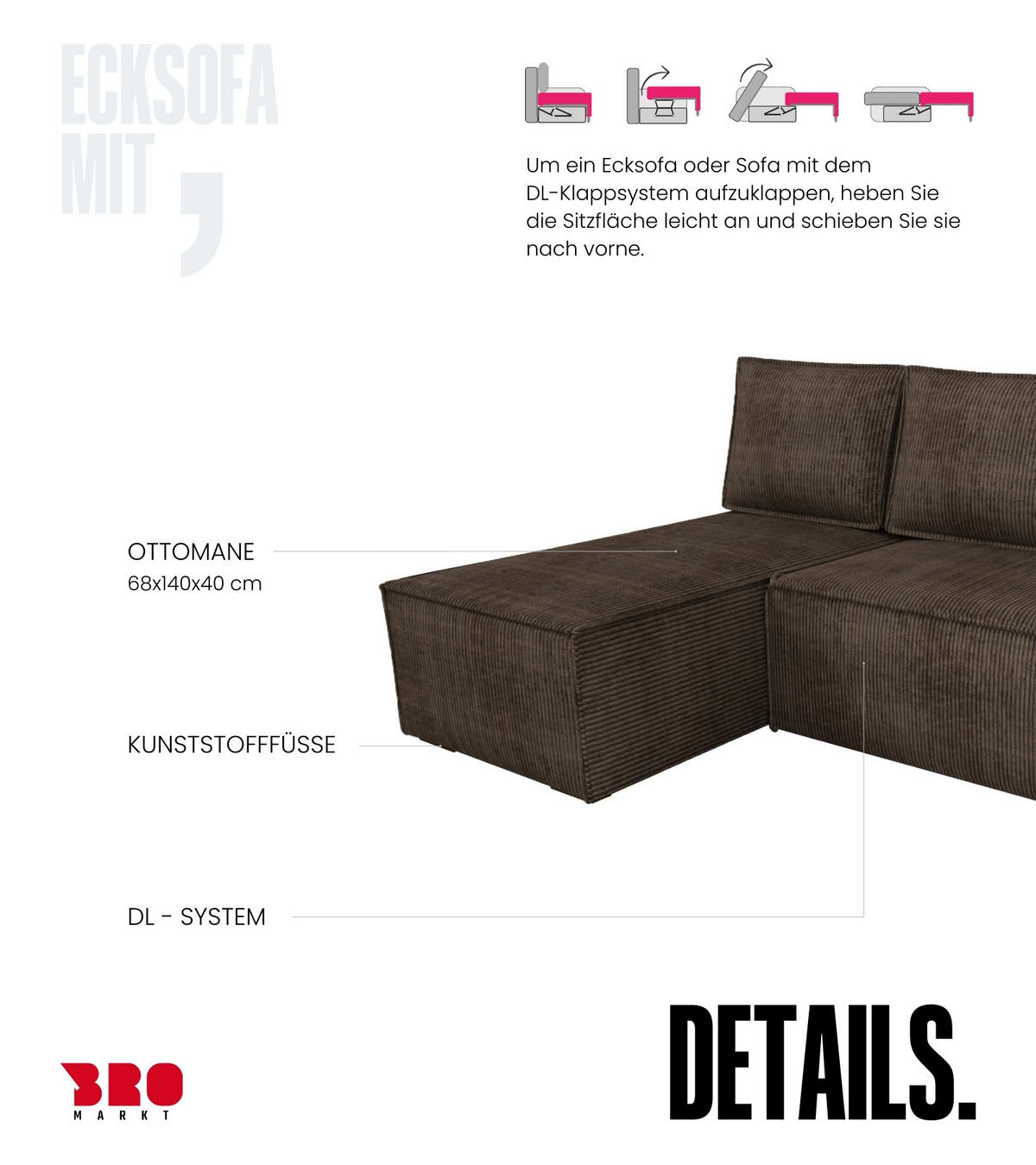 ECKSOFA Hector mit Schlaffunktion Grün Cord - Grün, Textil (200/141cm) - Bromarkt