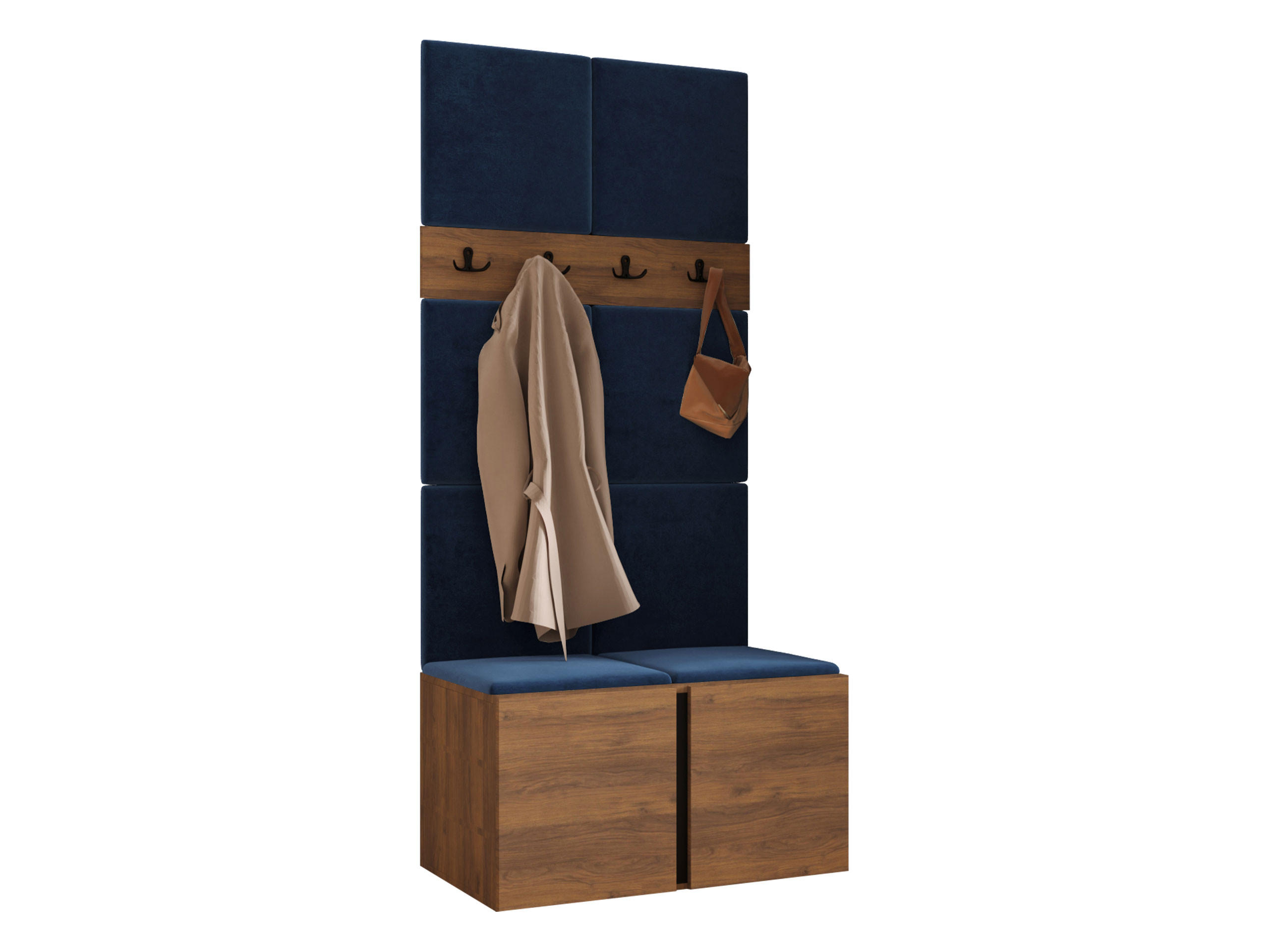 MOBILIER PENTRU HOL Orion IV - albastru/culoare lemn de nuc, material plastic/compozit lemnos (84/186/46cm) - MIRJAN24
