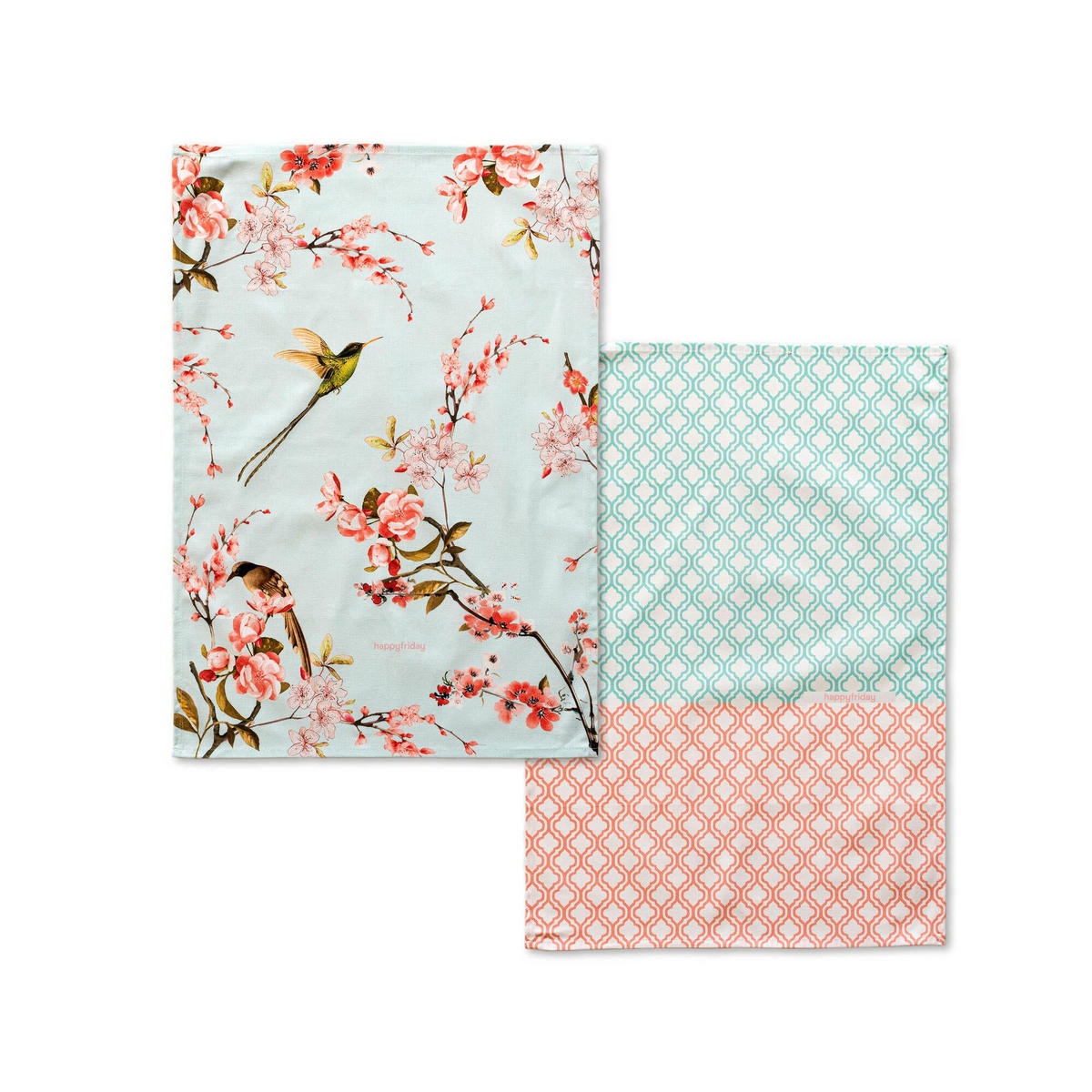 GESCHIRRTUCH (2 tlg) chinoiserie 70x50 cm mehrfarbig - Multicolor, Textil (70/50cm) - Happy Friday