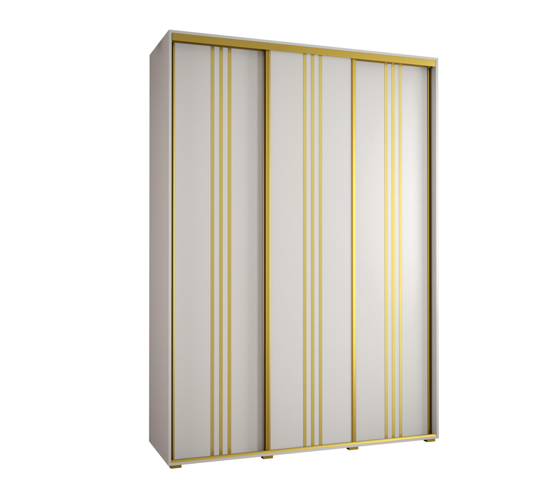 Abiks Möbel Schwebetürenschrank Weiß, Weiß, Gold 180x235x60 cm