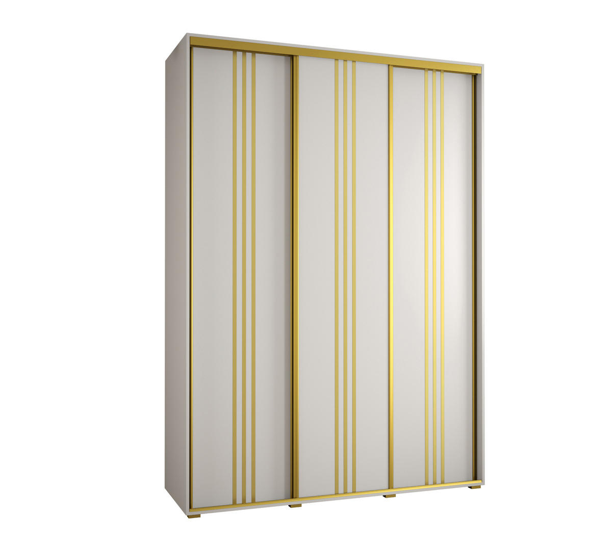 SCHWEBETÜRENSCHRANK 235,2/180/45 3-türig - Goldfarben/Weiß, Holz/Metall (180/235/45cm) - Abiks Möbel