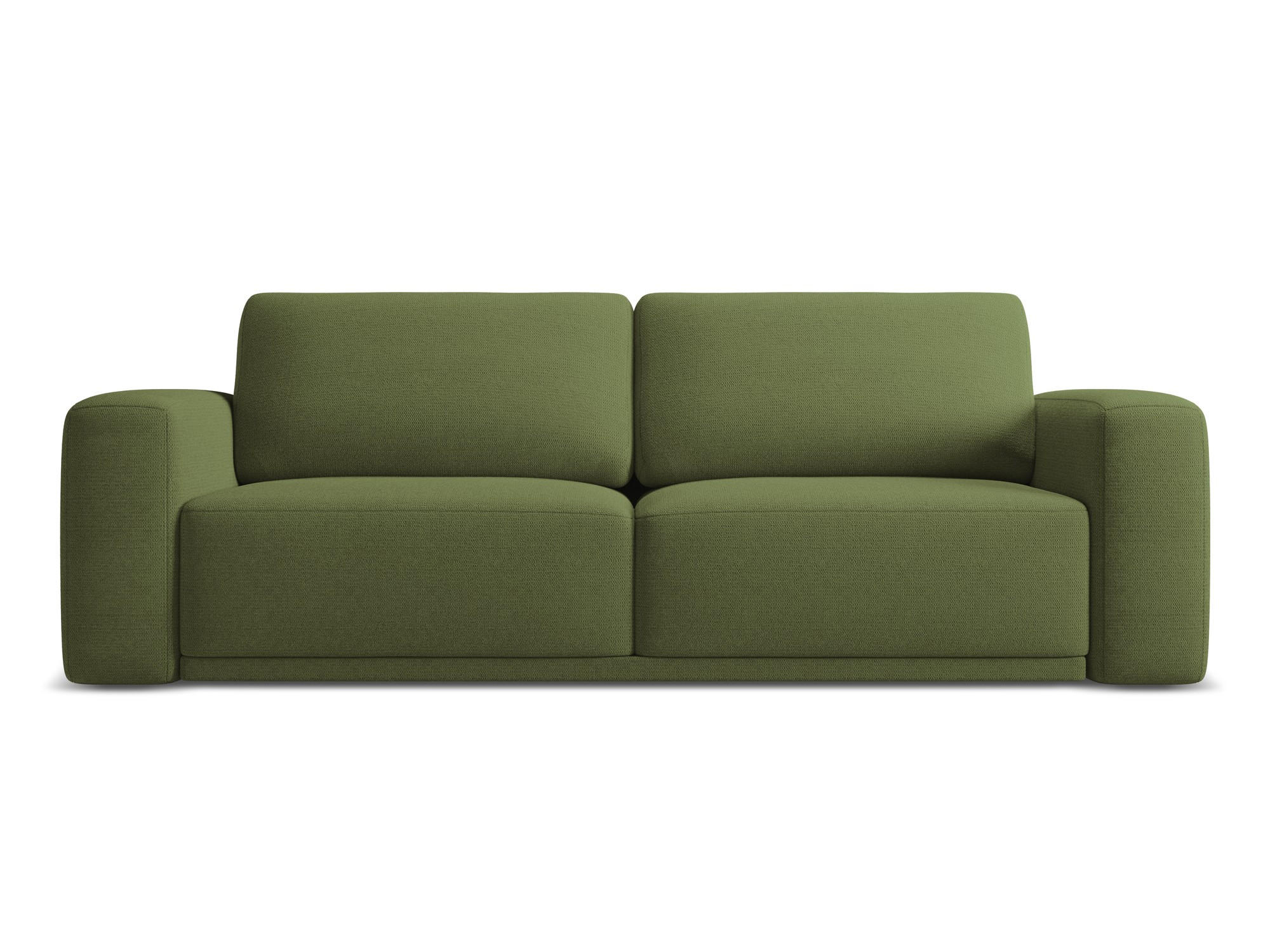 3-SITZER SOFA mit Schlaffunktion Chenille Stoff Grün - Dunkelgrün/Schwarz, Kunststoff/Textil (242/91/100cm) - Makamii
