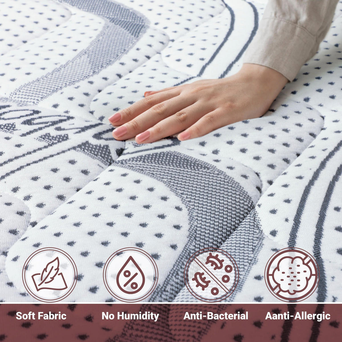 MEMORY Foam Matratze 90x150 cm Höhe 27 cm | Hypoallergener und Atmungsaktiver Bezug | Orthopädische Anpassungsfähige Eigenschaften - Weiß, Textil (90/150cm) - The White Stone