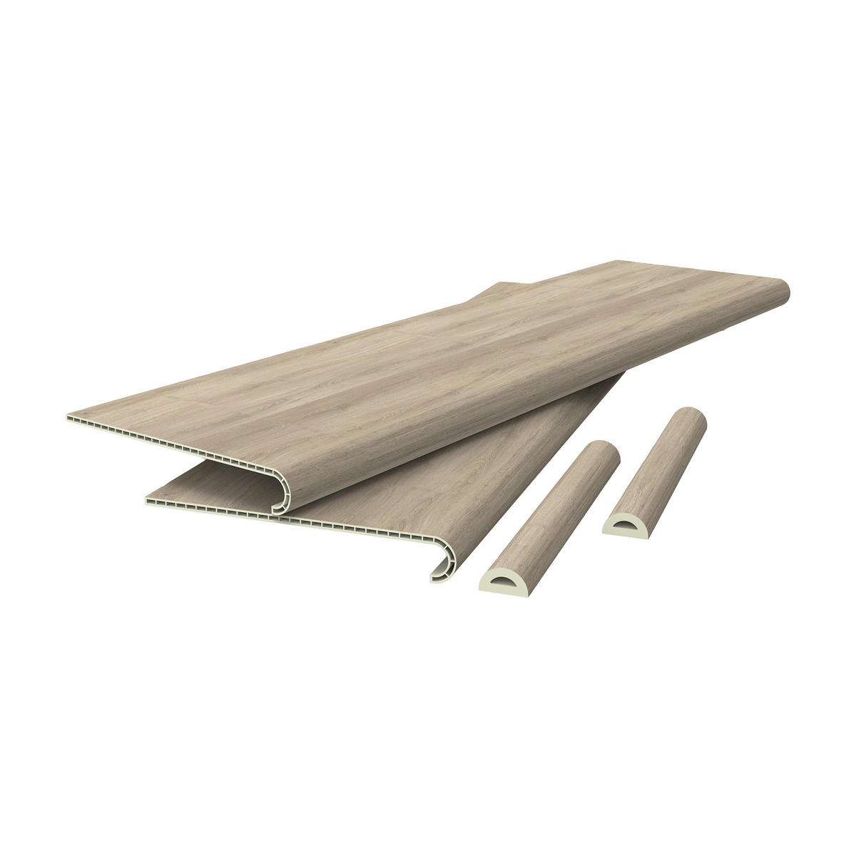 TREPPENVERKLEIDUNG-SET 2 TLG. Bunschoten - Hellbraun, Kunststoff (120/32cm) - NEU.HOLZ