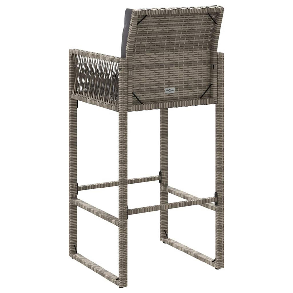 GARTEN-BARHOCKER Mit Kissen 2 Stk. Grau Poly Rattan - Grau, Kunststoff (58/118/52cm) - vidaXL
