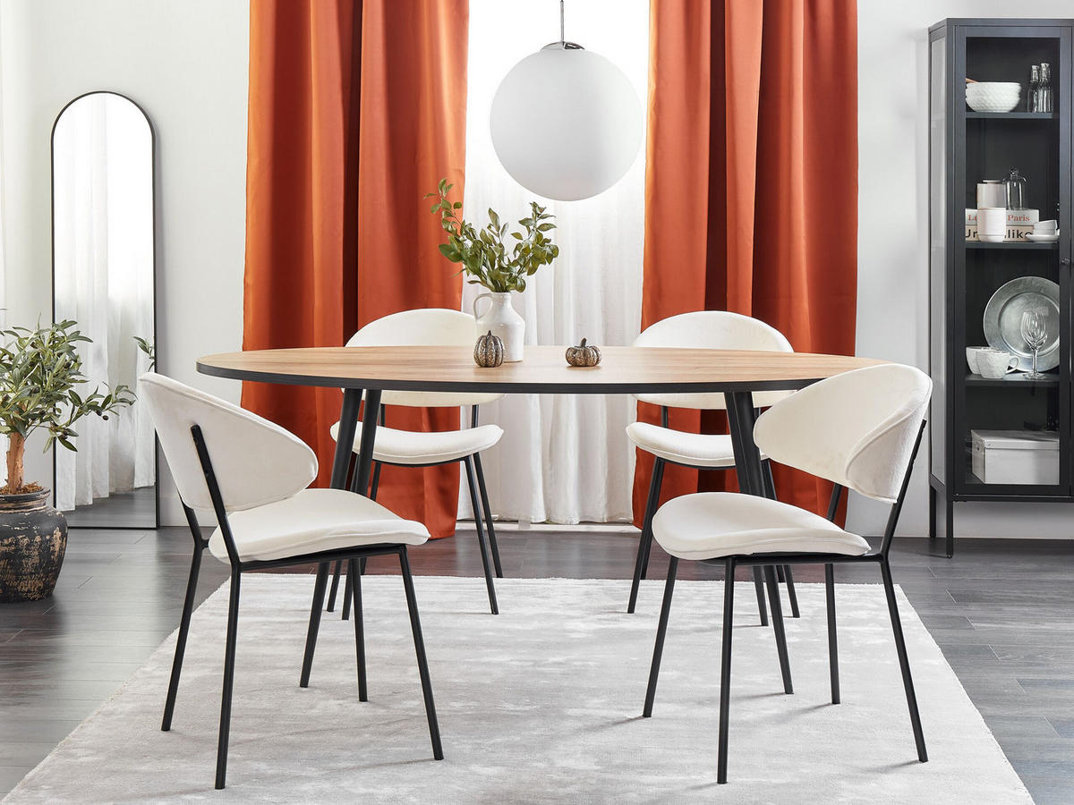 ESSZIMMERSTUHL 2er-Set Polsterbezug Beige Kiana - Beige, Textil/Metall (50/81/59cm) - Beliani