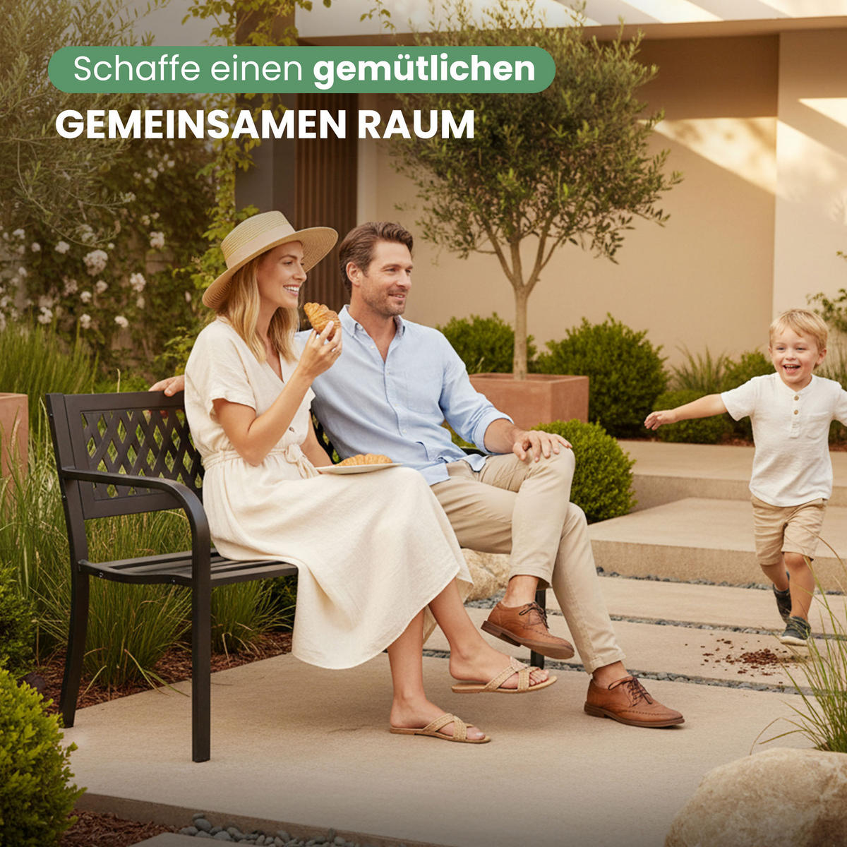 GARTENBANK KALIA Schwarz 119 x 75 x 50 cm - Schwarz, Metall (119/75/50cm) - Akord