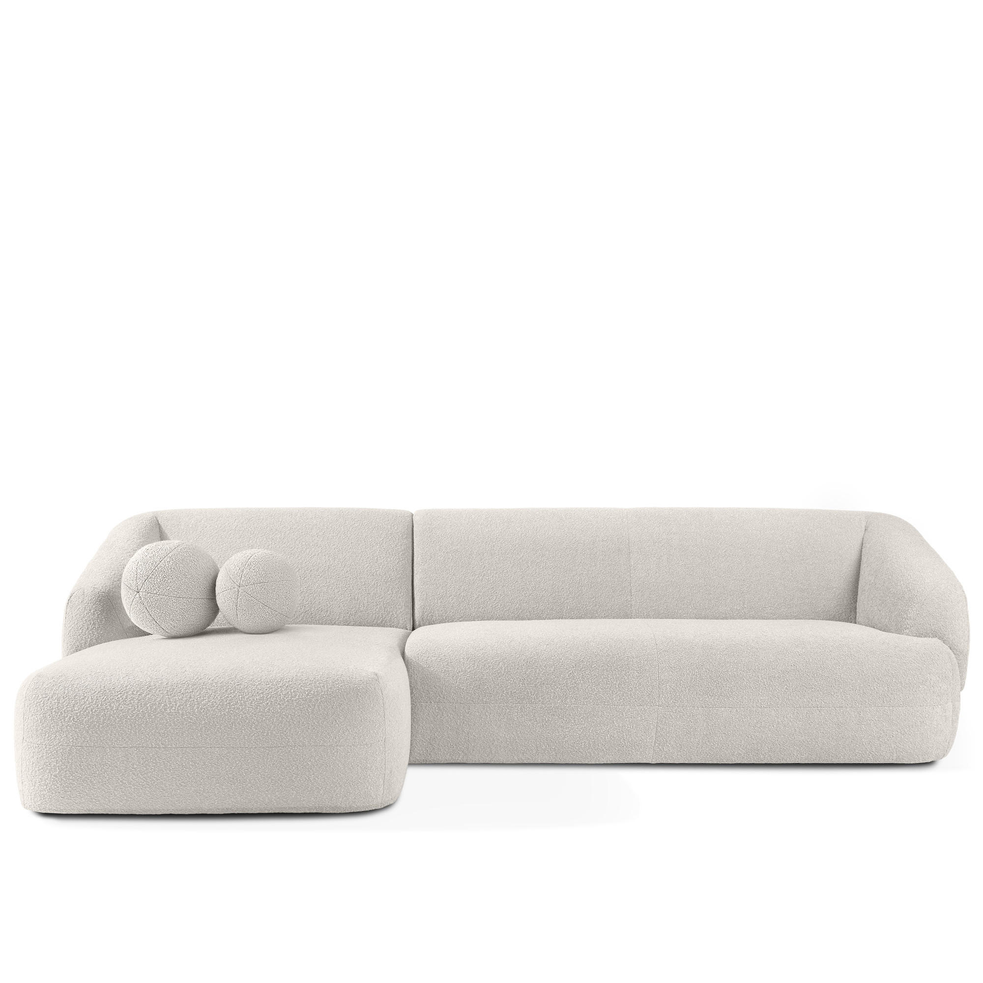 ECKSOFA LINKS VIRA, Weiß, Bouclé - Schwarz/Weiß, Holz/Holzwerkstoff (300/160cm) - KONSIMO®
