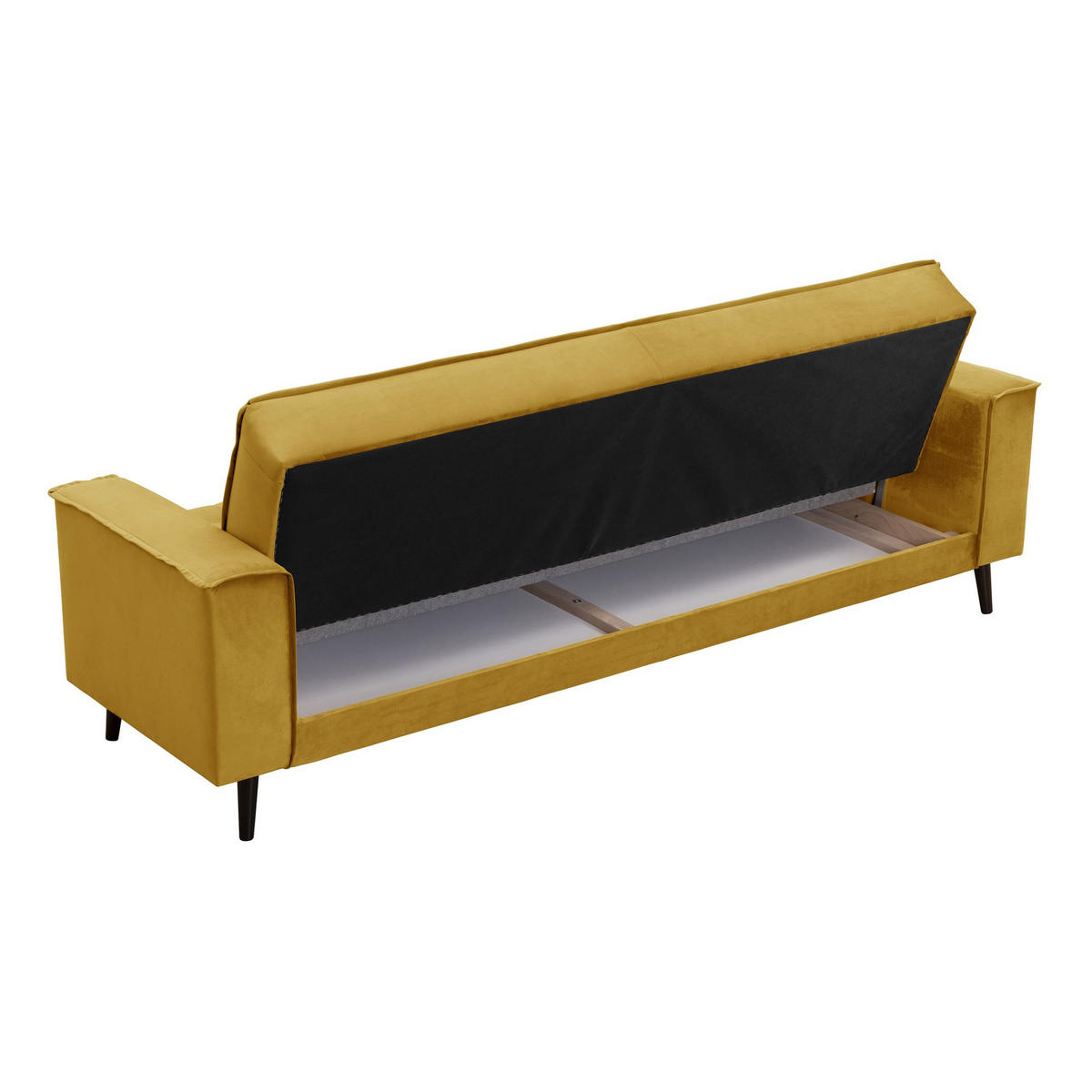 SOFA 3-Sitzer mit Bettfunktion Kaycee Samtvelours mais - Currygelb, Kunststoff (78/84/240cm) - 58aufmkessel