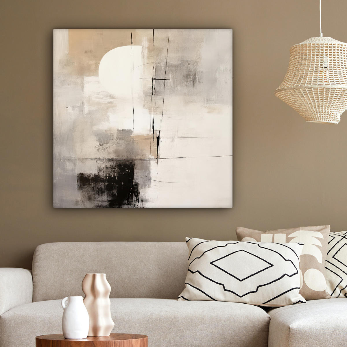 LEINWANDBILD Abstrakt - Kunst - Grau 90x90 cm - Hellgrau, Textil (90/90cm) - MuchoWow