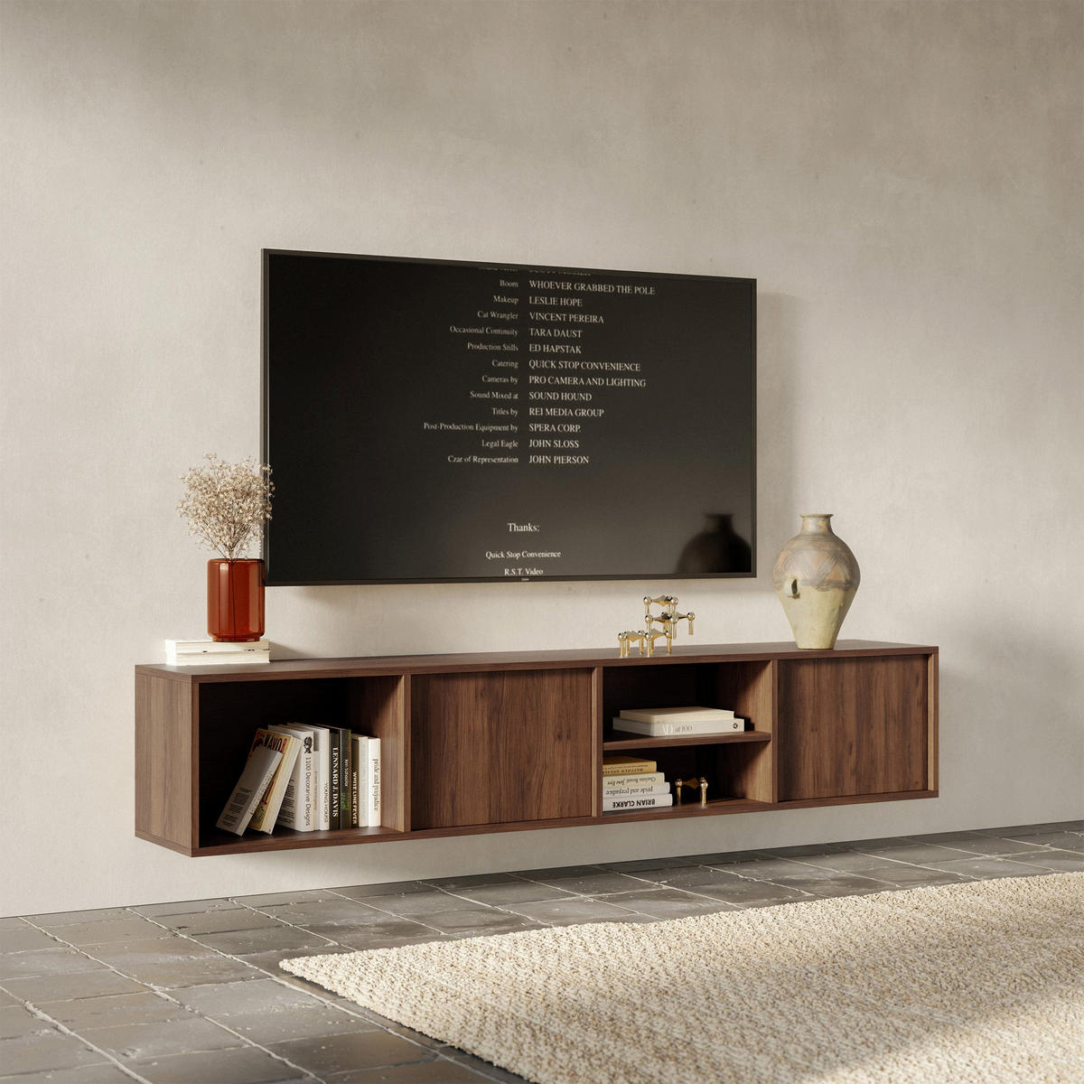 TV-HÄNGEBOARD Sanva WARMIA WALNUSS 200 CM - Dunkelbraun, Holzwerkstoff (200/40/35cm) - Selsey