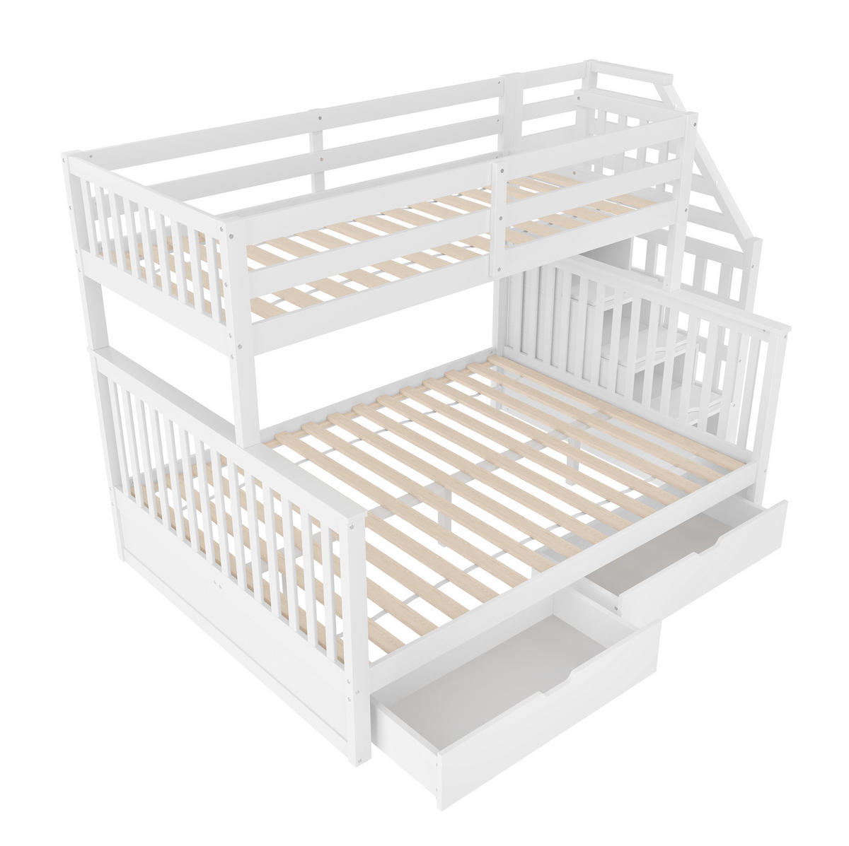 ETAGENBETT aus Kiefernholz 90x200/140x200 cm Weiß mit Schubladen und Stauraum - Weiß, Holzwerkstoff (90/200cm) - IVMEU