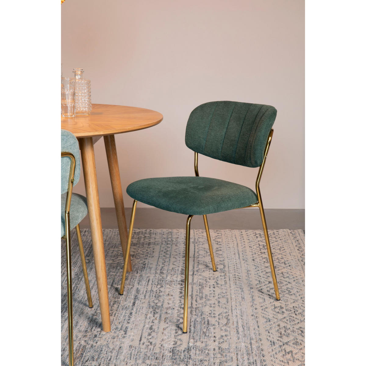 ESSZIMMERSTUHL Jolien Gold/ Dunkelgrün - 2 er Set - Grün, Textil (48/77/56cm) - Housecraft Living