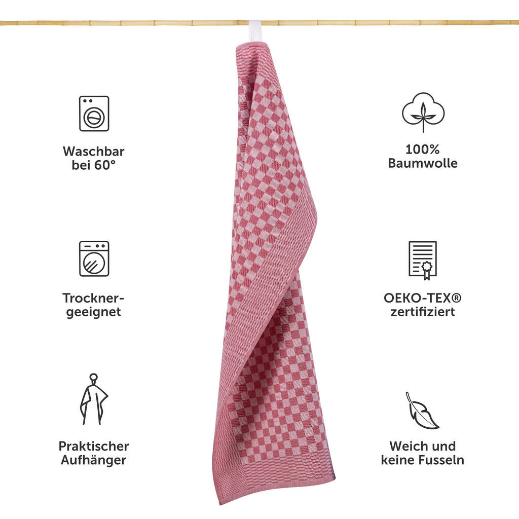 Thumbnail - Blumtal Geschirrtuch, Rot, Textil, Kariert, Quadratisch, 50x70 cm, Oeko-Tex®, Kochen, Geschirrtücher & Schürzen, Geschir...