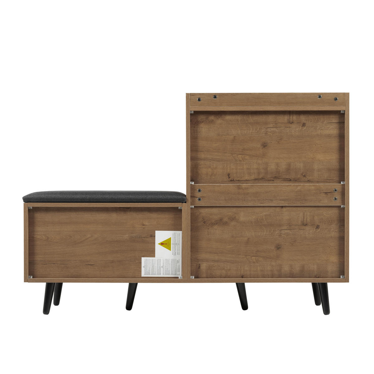 SCHUHBANK natur-optik, 4 türen & gepolsterte sitzfläche - Naturfarben, Holzwerkstoff (120/82.8/34cm) - Urban Meuble