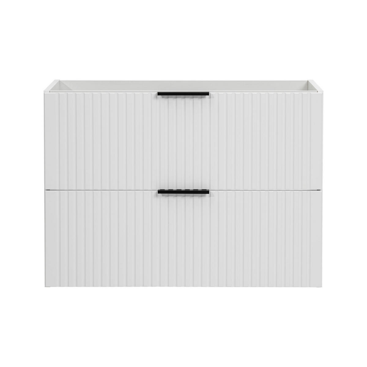 WASCHBECKENUNTERSCHRANK ADEN SET2 Arbeitsplatte Weiß - Schwarz/Weiß, Glas/Holzwerkstoff (80/60/46cm) - Komodee