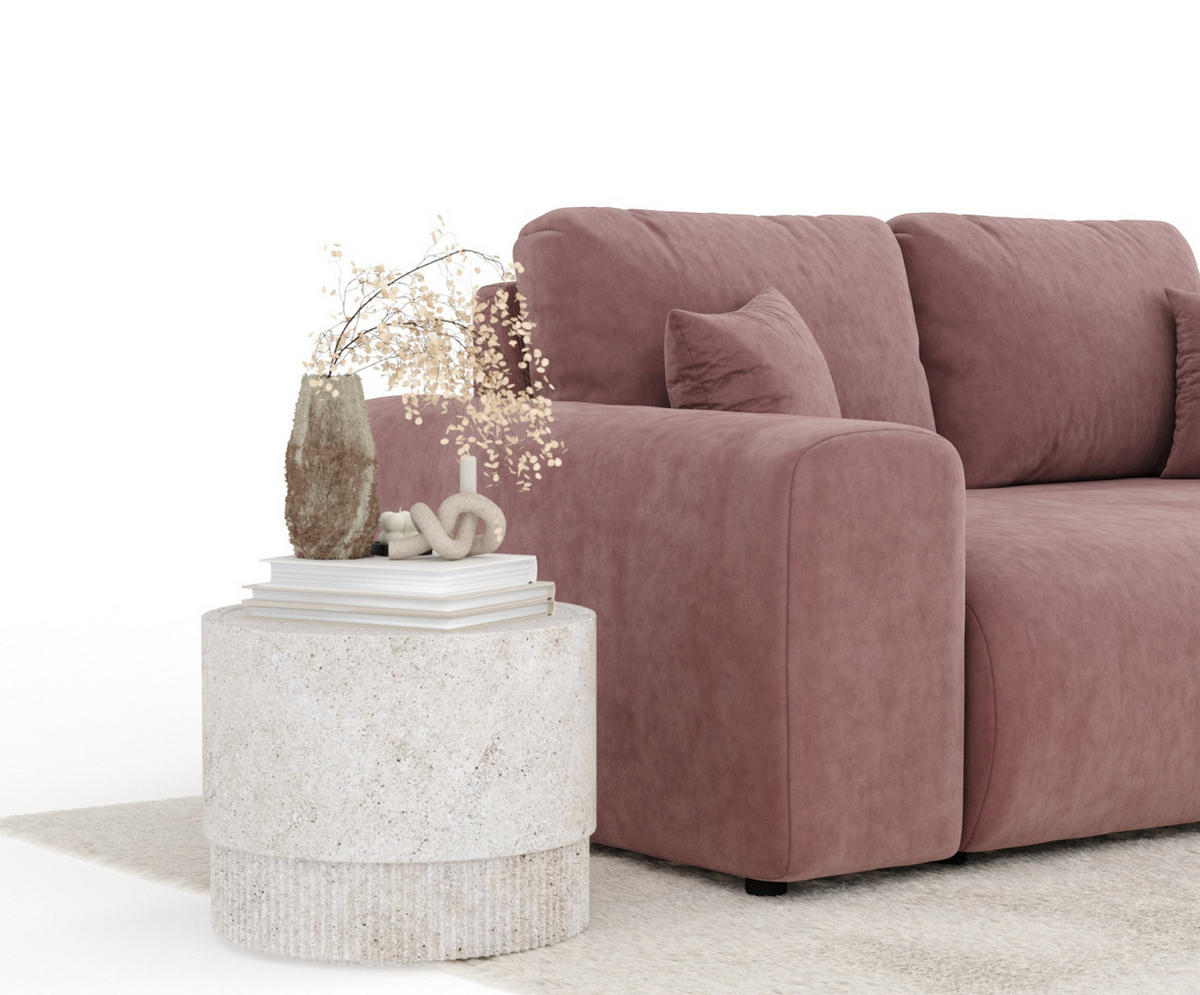 2-SITZER-SOFA Zanzibar Rosa Samtstoff - Schwarz/Rosa, Holz/Holzwerkstoff (178/79/108cm) - Maison de Reve
