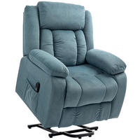 RECLINERFÅTÖLJ med uppresningshjälp, polyester och stål, blå - Svart/Blå, Textil/Metall (92/105/94cm) - HOMCOM