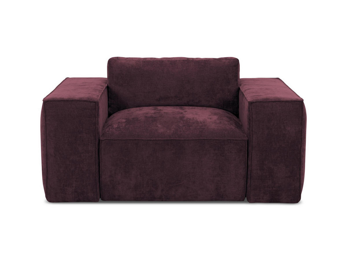 SCHLAFSESSEL Chenille Stoff Rot - Rotbraun/Schwarz, Holzwerkstoff/Kunststoff (157/81/113cm) - Makamii