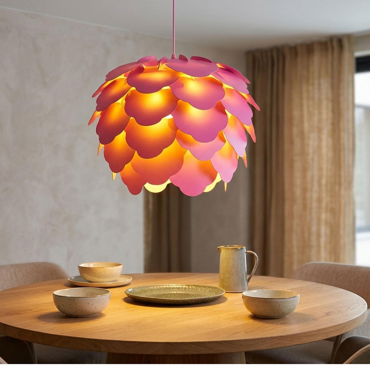 LED HÄNGELEUCHTE FILETTA Rosa Kunststoff - Rosa, Metall (42/42/110cm)