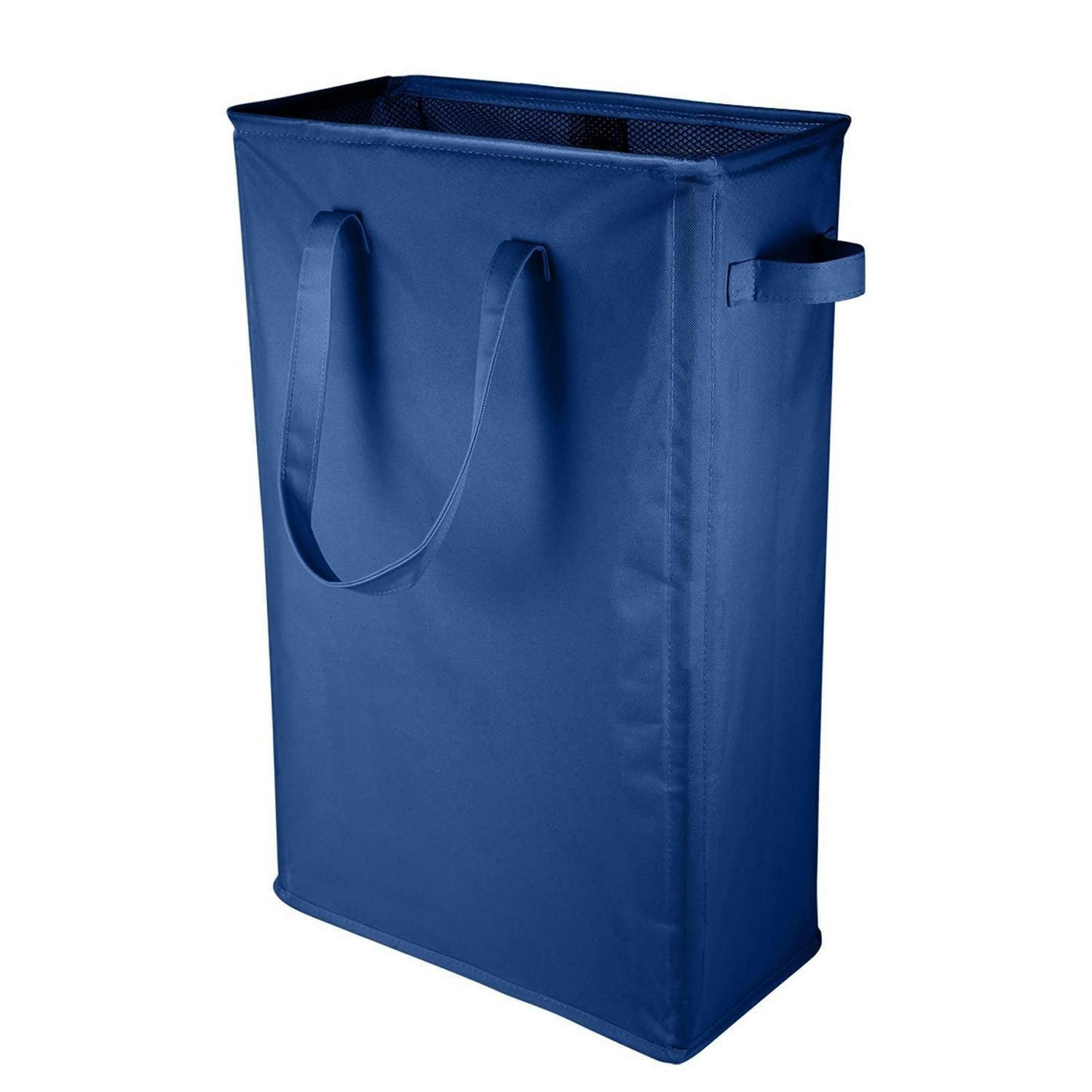 WÄSCHEKORB schmal mit Griffen 39x19x60cm Dunkelblau - Blau, Textil (19/60/39cm)