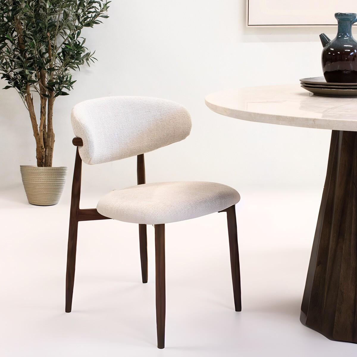 ESSZIMMERSTUHL 2er Set aus Stoff, beige - Beige, Textil (52/77/56cm) - Giga Meubel