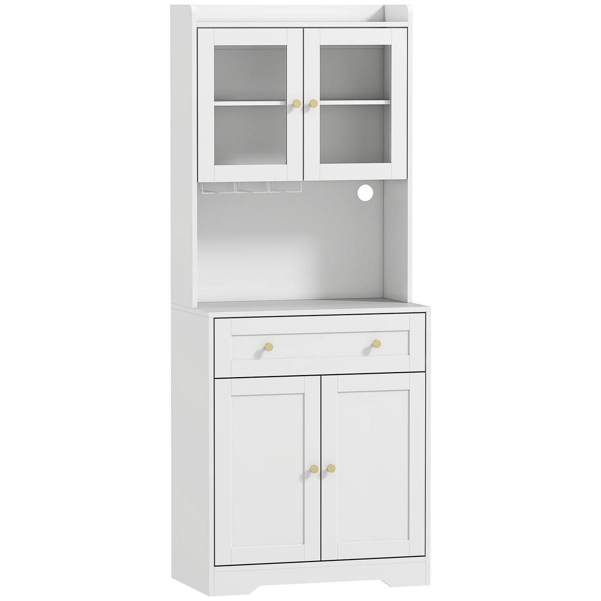KÜCHENSCHRANK Buffetschrank mit Arbeitsplatte verstellbaren Regalen Türen Weiß - Goldfarben/Weiß, Holzwerkstoff/Metall (38/170/68cm) - HOMCOM