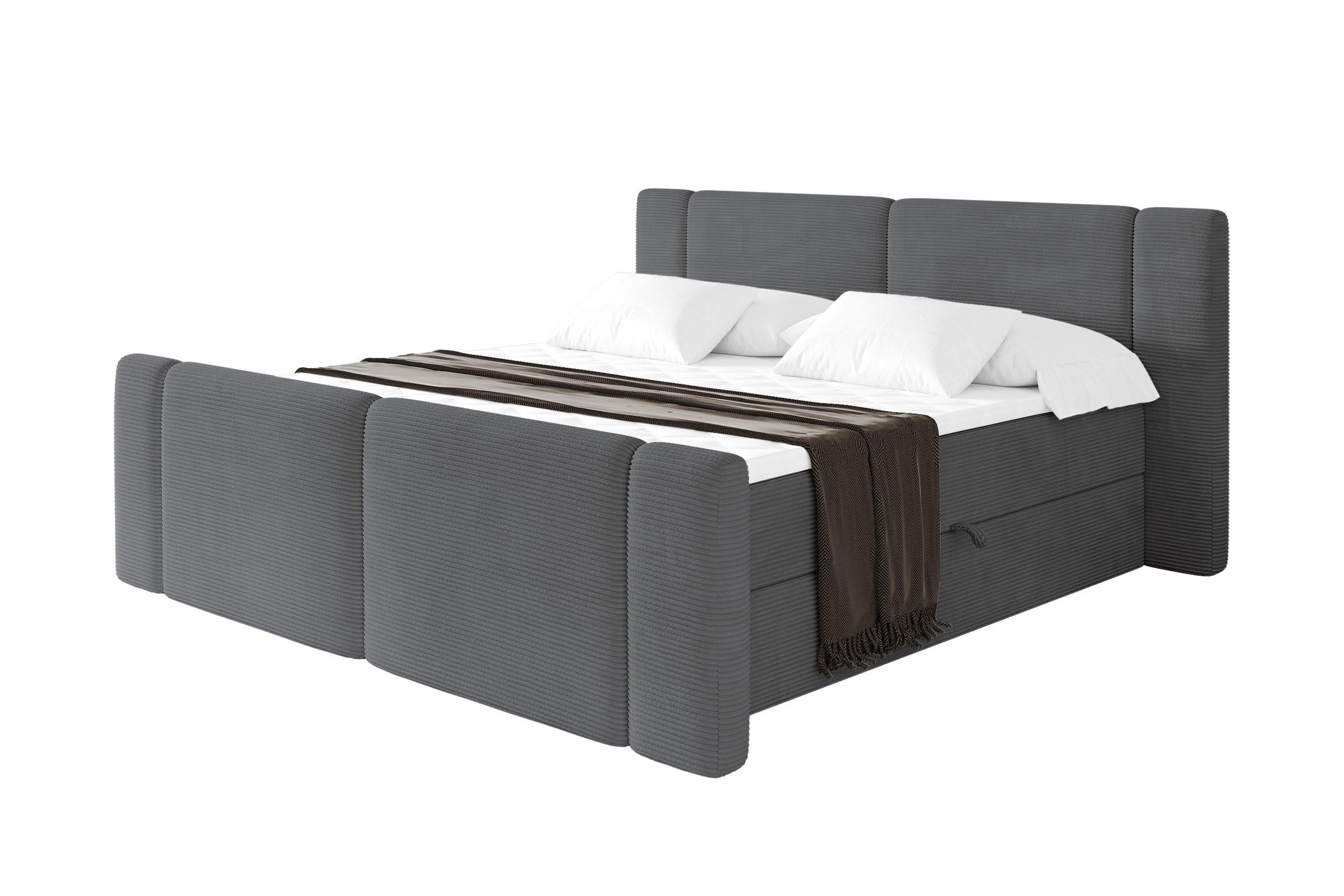 BOXBETT mit Matratze H3 - EVON Zanozek - 140x200 cm Dunkelgrau - Graphitfarben, Holzwerkstoff (140/200cm) - ALTDECOR