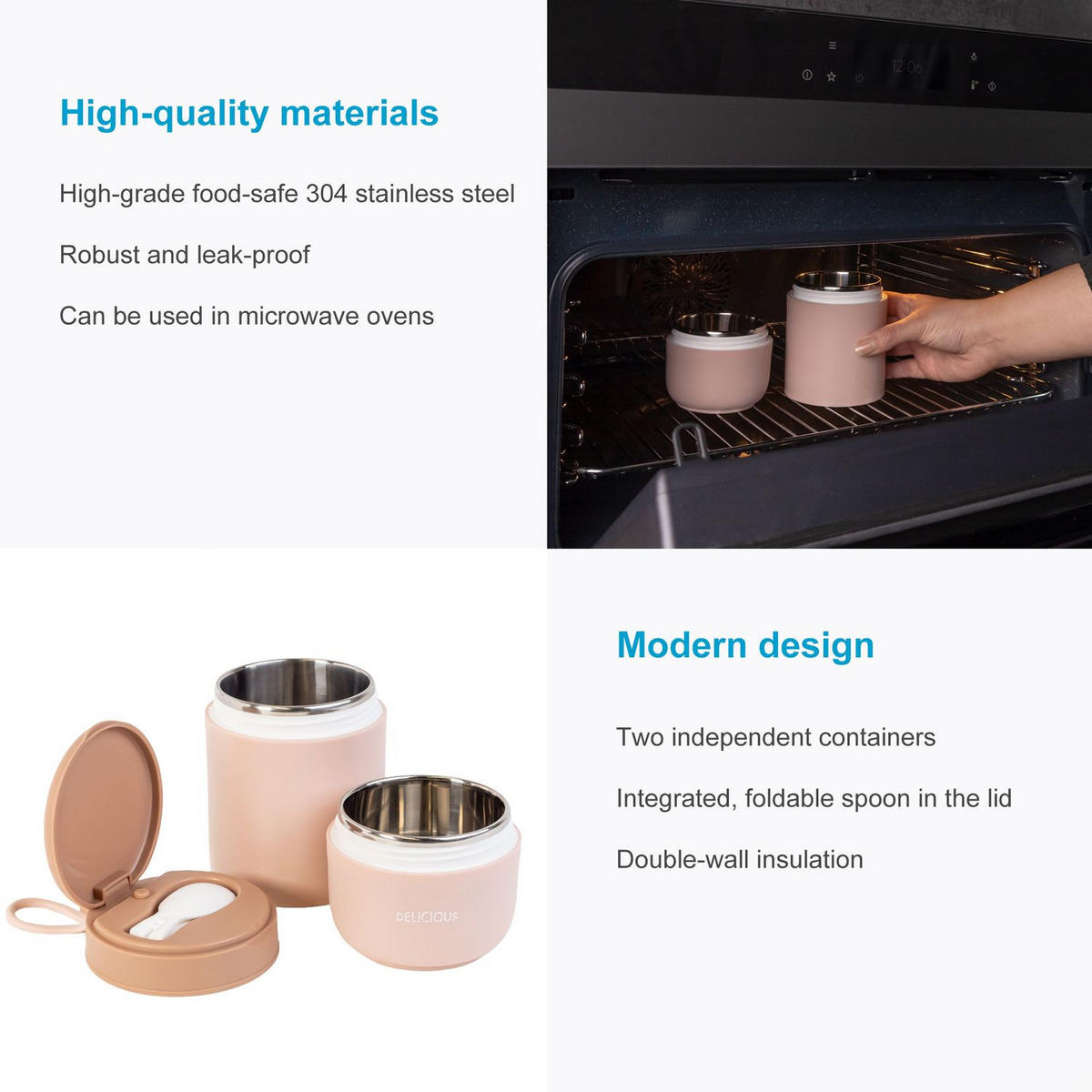 THERMO LUNCH BEHÄLTER 270/370 ml - Rosa, Metall (0.37L) - Intirilife