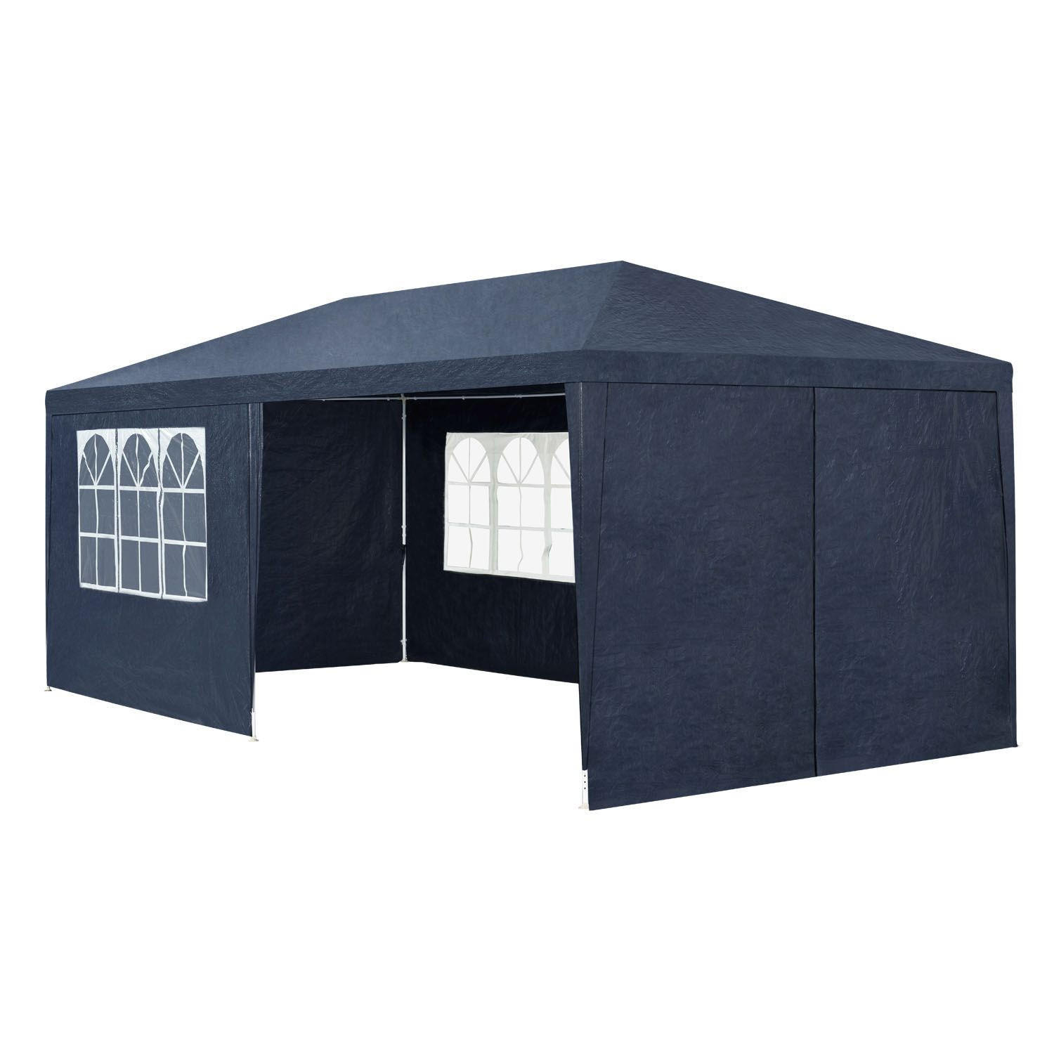 PARTYZELT Gartenzelt blau 3x6 m - Blau, Metall (300/250/600cm) - Juskys