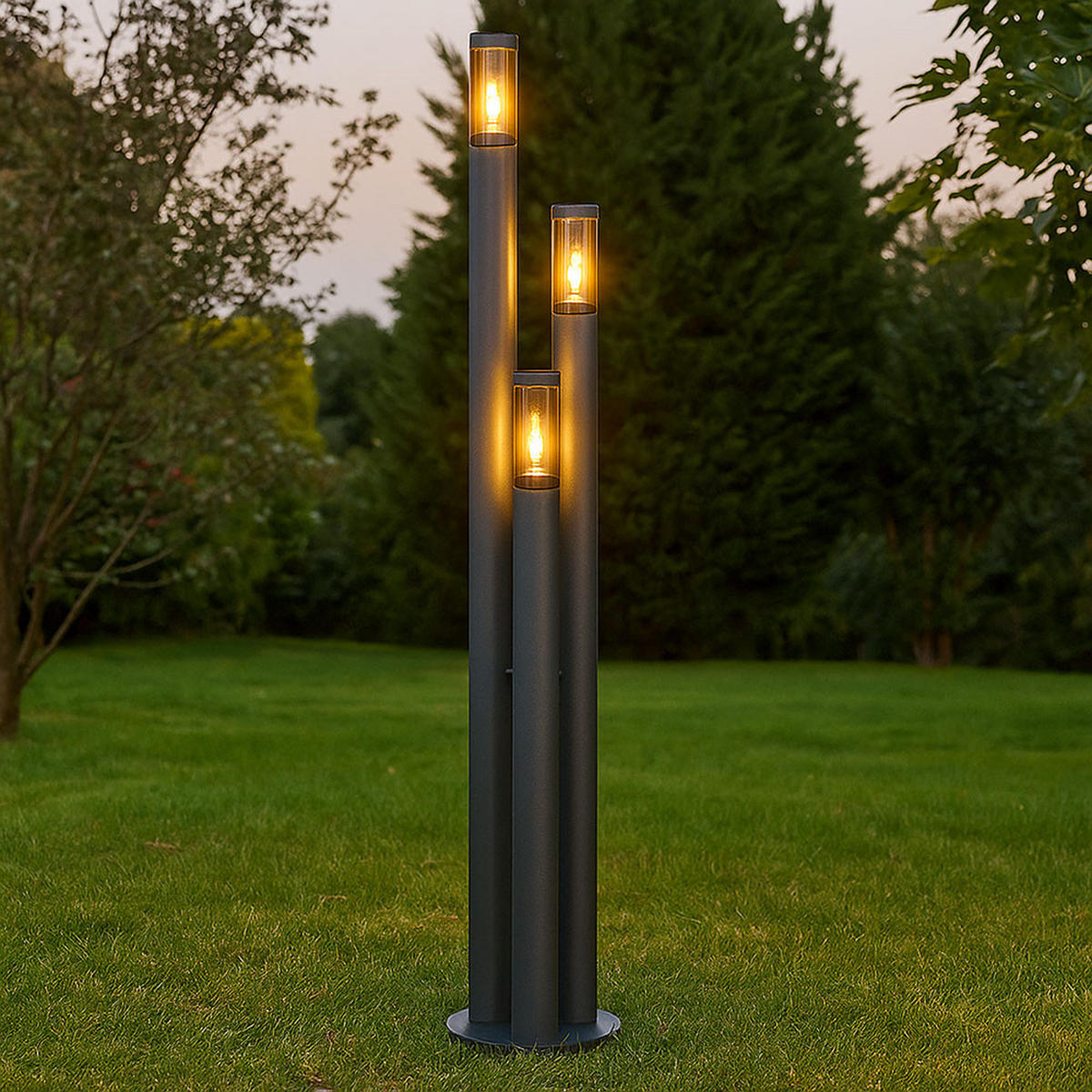 WEGELEUCHTE Edelstahl Anthrazit Rauch - Anthrazit, Metall (28/28/170cm) - Globo Lighting