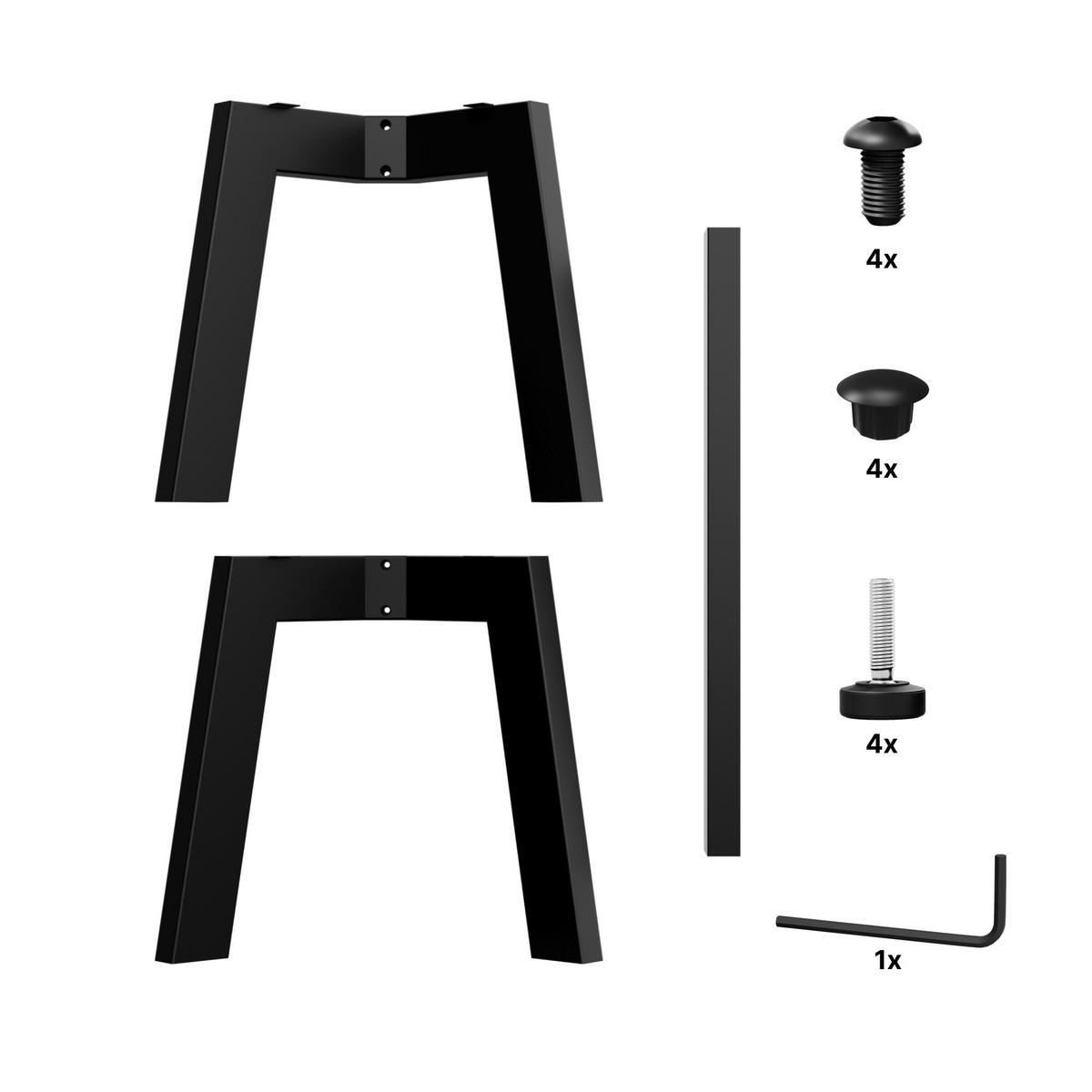 TISCHBEIN Barax Special Extreme Schwarz Metall 200/80/72 cm - Schwarz, Metall (80/72/200cm) - Metalo Pro