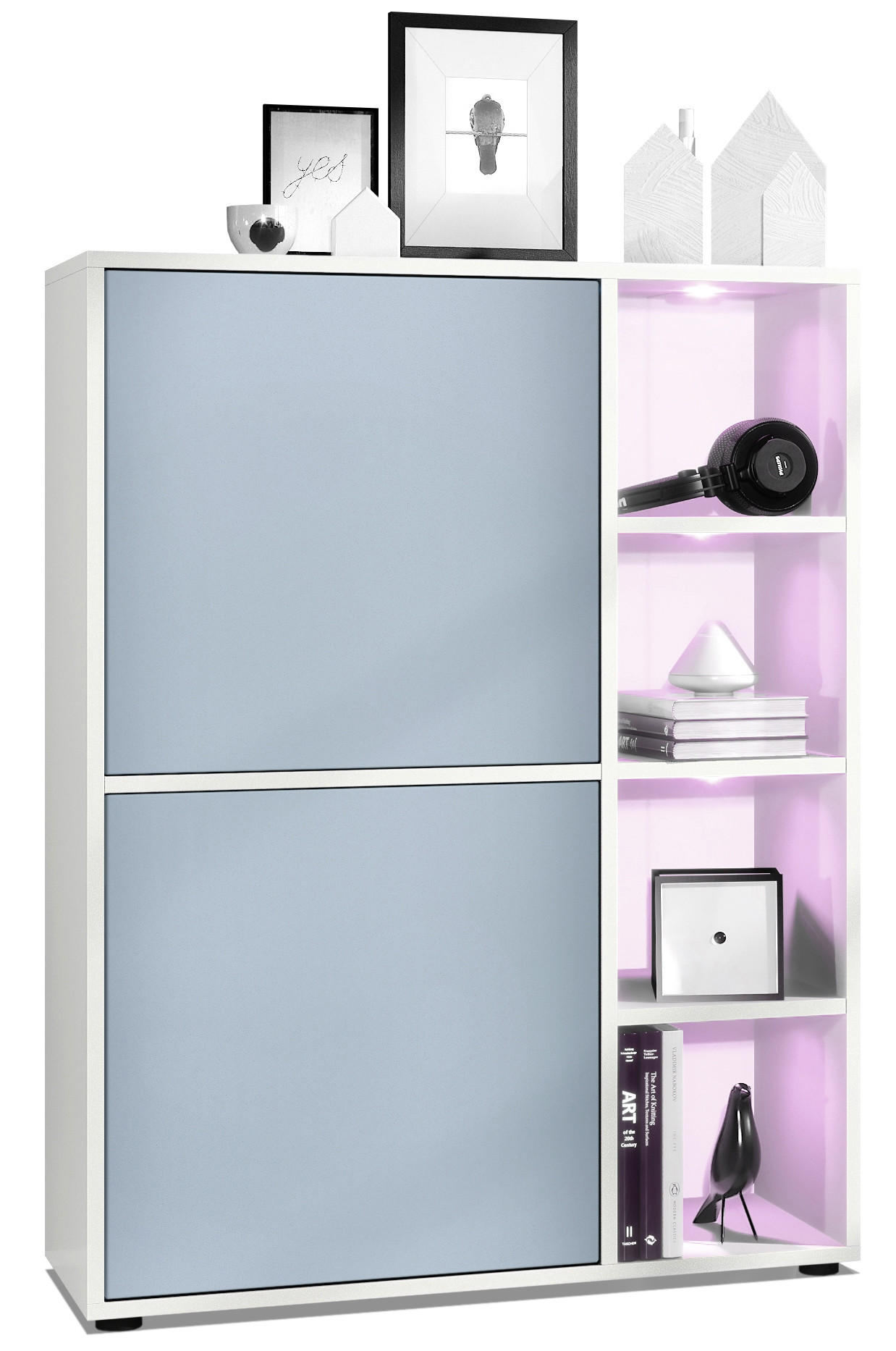 HIGHBOARD Cuba Türen in Denim matt - Pastellblau, Holzwerkstoff (79/105.5/35.5cm) - Vladon